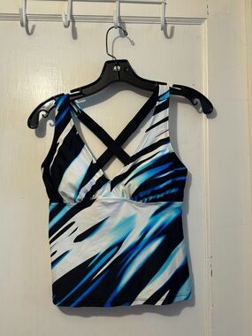Sports Illustrated Swim Tankini Top - Blue, Black & White - Size Small